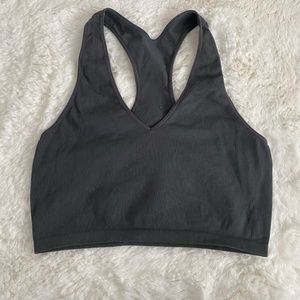 DSG Ribbed Racerback V-Neck Sports Bra Black Women's Large